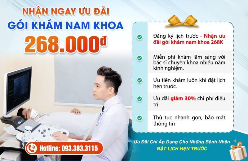 Gói khám ưu đãi nam khoa - đăng ký ngay